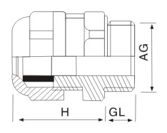 黃銅鍍鎳IP68索頭硅膠電纜金屬防水密封接頭連接器結(jié)構(gòu)圖